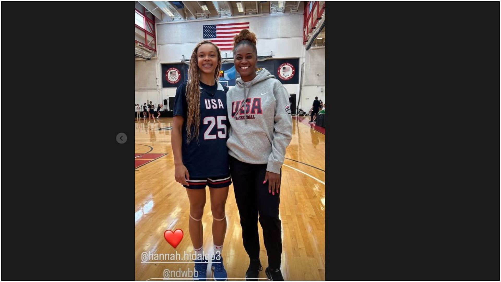 Notre Dame HC Niele Ivey and Hannah Hidalgo. Image Credit: IG/@irishcoachivey
